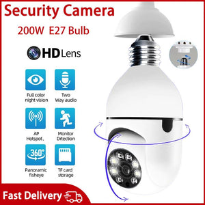 200W E27 Bulb Surveillance Camera Night Vision Full Color Automatic Human Tracking - Urban Glam Home