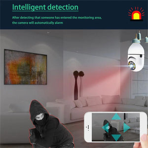 200W E27 Bulb Surveillance Camera Night Vision Full Color Automatic Human Tracking - Urban Glam Home